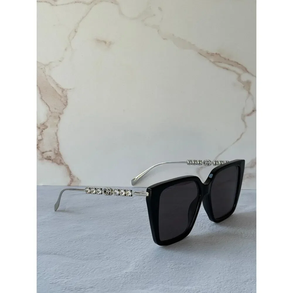 NEW Gucci GG1967S Oversized Black Crystal Sunglasses $665